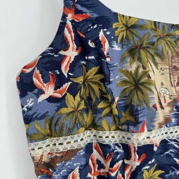 No Boundaries Mini Dress Y2K 90s Hawaiian 100% Cotton Juniors Large 11/13 - Picture 3 of 9